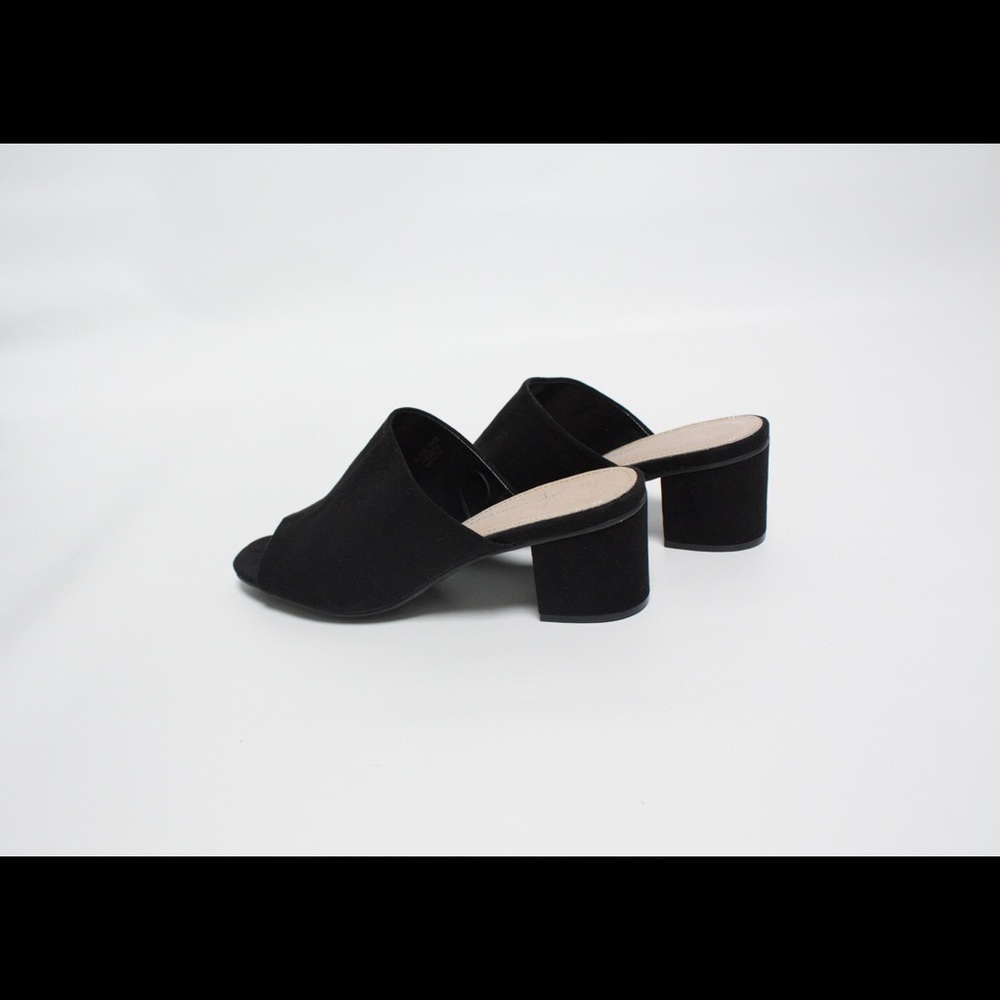 Black | Open Toe | Mules | Slides | Block Heel